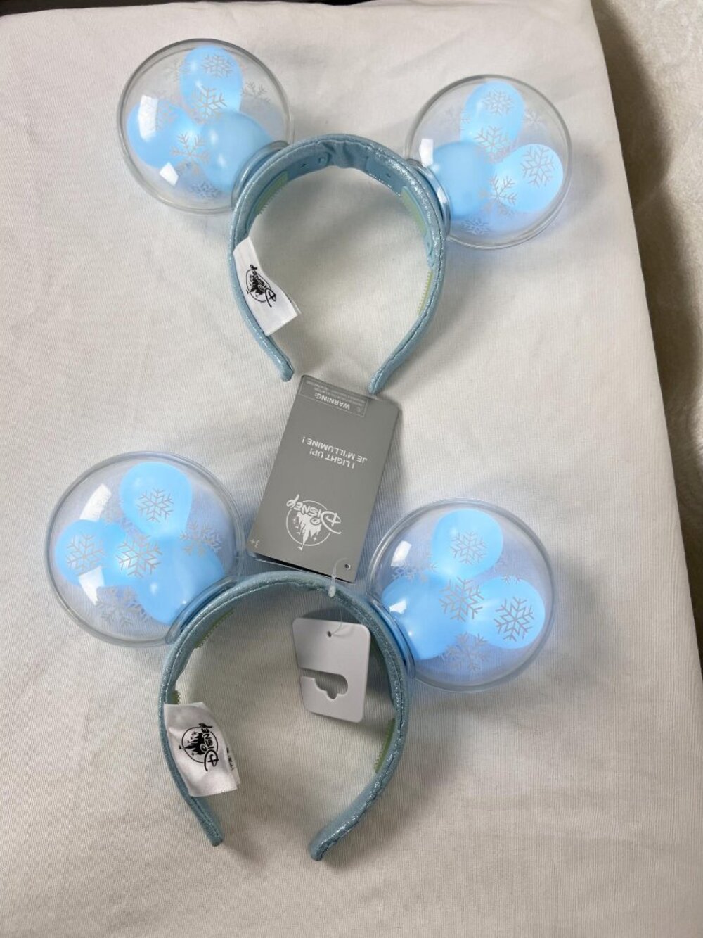 2020 Disney Christmas Mickey Snowflake Light Up Balloons Ears Headband s/2